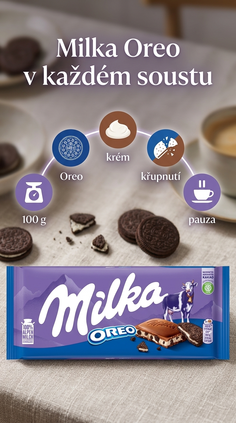 Milka Oreo 100 g - mobilní infografika