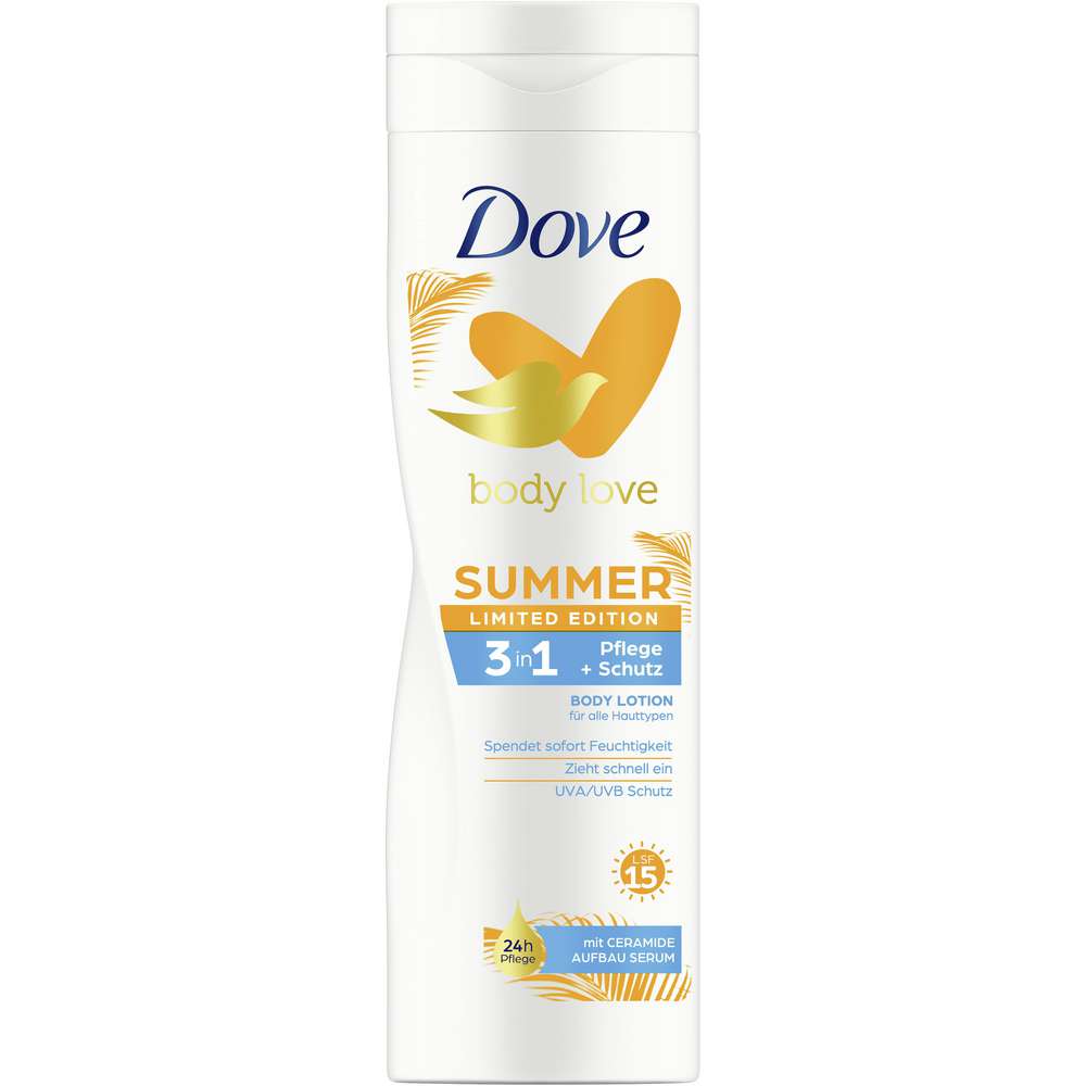 Dove Body Love Summer Tělové mléko 3v1 s UVA/UVB ochranou LSF 15 250 ml