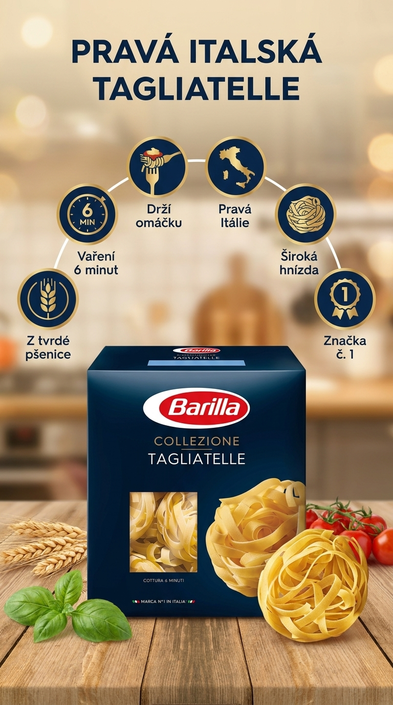 Barilla Tagliatelle 500 g - mobilní infografika