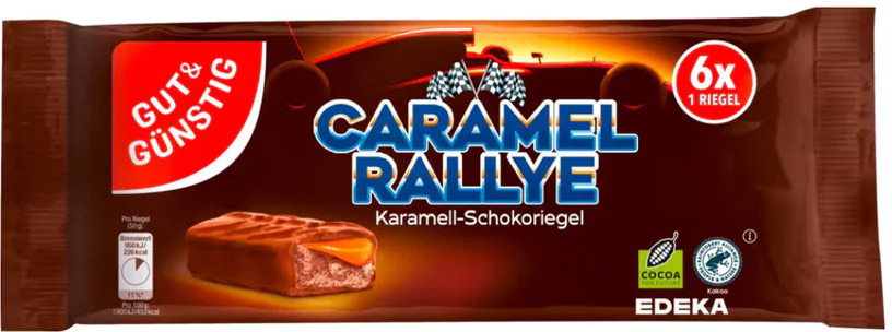 G&G CARAMEL RALLYE karamelové tyčinky s čokoládou 6x50g, 300g - originál z Německa