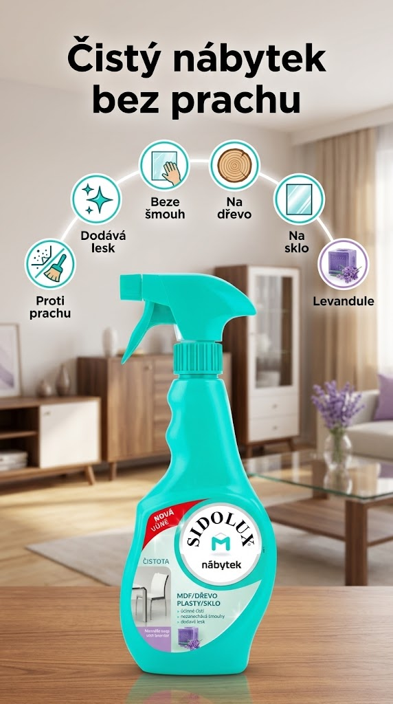 Sidolux M proti prachu s vůní Marseillského mýdla a levandule rozprašovač 400ml - mobilní infografika