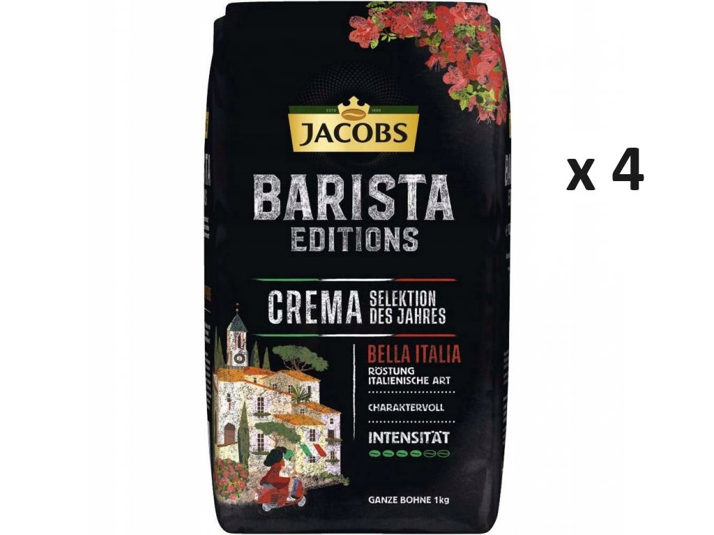 Jacobs Barista Editions Crema Výběr roku, zrnková káva 4x1 kg-VÝHODNÉ BALENÍ