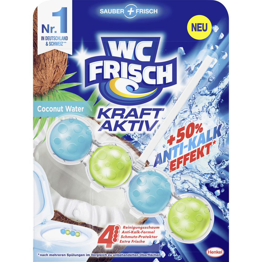WC frisch Blau Kraft vůně kokosové vody závěsný blok 50g