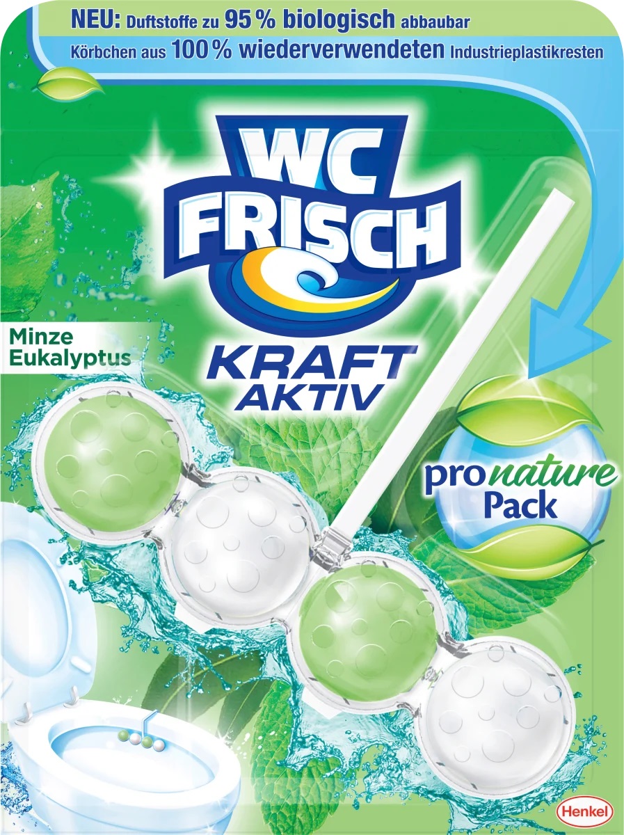 WC Frisch Blau Kraft-Aktiv závěsný blok se svěží vůní máty a eukalyptu 50 g