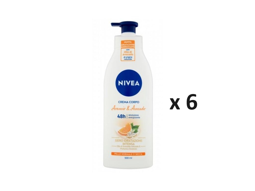 Nivea vyživující tělové mléko Arancio & Avocado 6x500 ml-VÝHODNÉ BALENÍ - originál z Německa