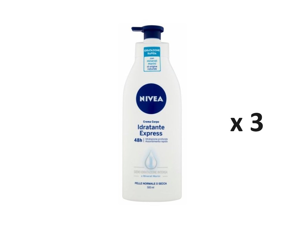 Nivea výživné tělové mléko Nivea Idratante Express 3x500 ml-VÝHODNÉ BALENÍ - originál z Německa