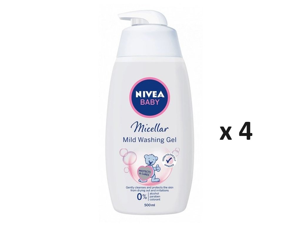 Nivea Baby Gel čistící micerální gel 4x500 ml-VÝHODNÉ BALENÍ