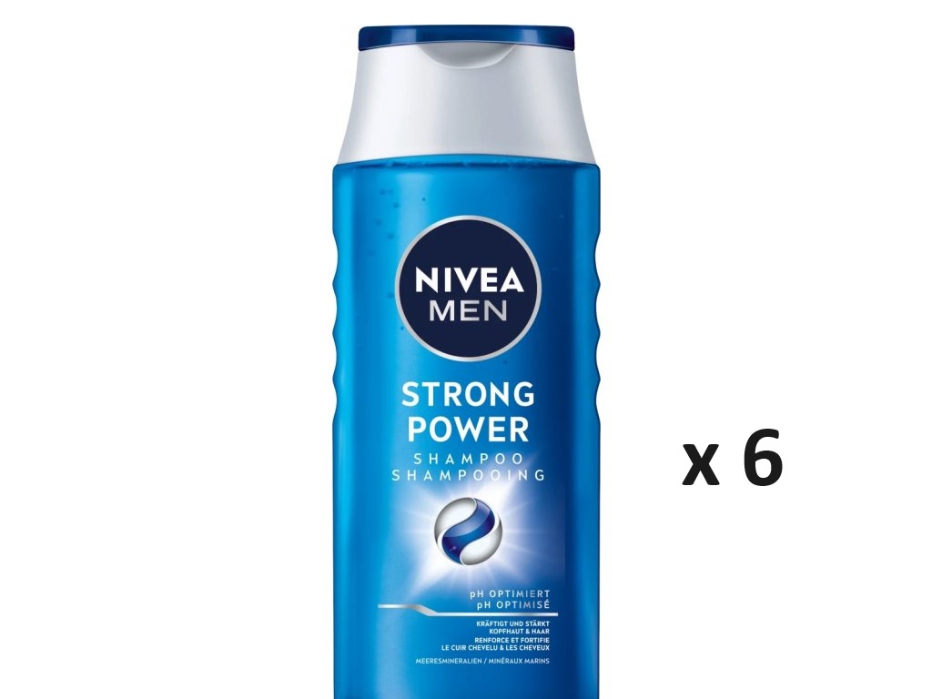 NIVEA MEN Strong Power šampon 6x250 ml-VÝHODNÉ BALENÍ