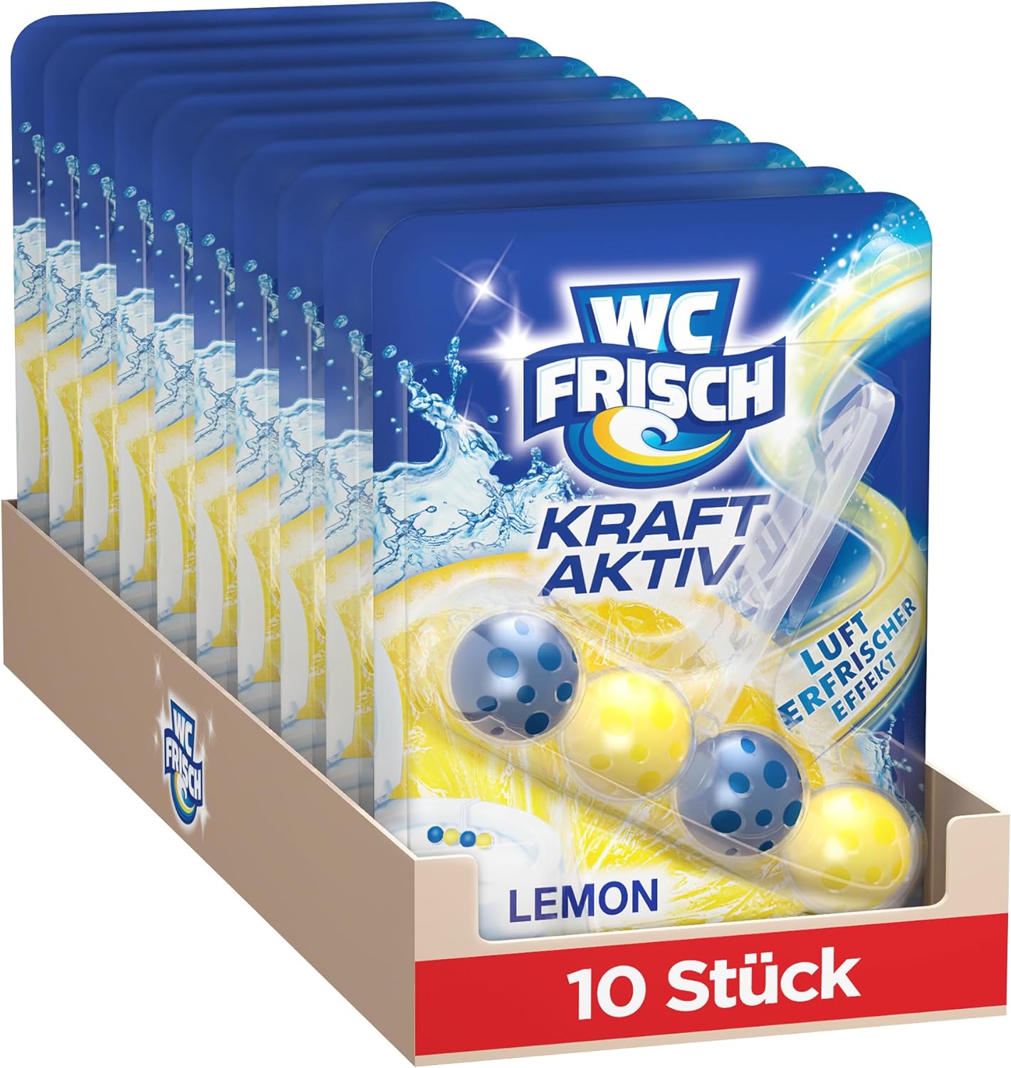 WC Frisch Blau Kraft-Aktiv závěsný blok se svěží vůní citrónu 10x50 g-VÝHODNÉ BALENÍ