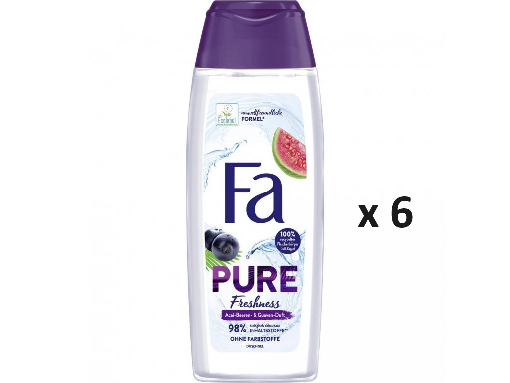 Fa Čistá svěžest Acai bobule a vůně guavy sprchový gel 6x250 ml-VÝHODNÉ BALENÍ - originál z Německa