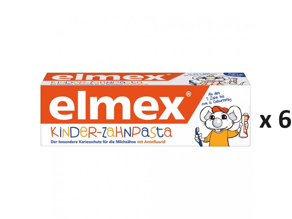 Elmex Dětská zubní pasta s aminfluoridem 2 - 6 let 6x50ml-VÝHODNÉ BALENÍ - originál z Německa