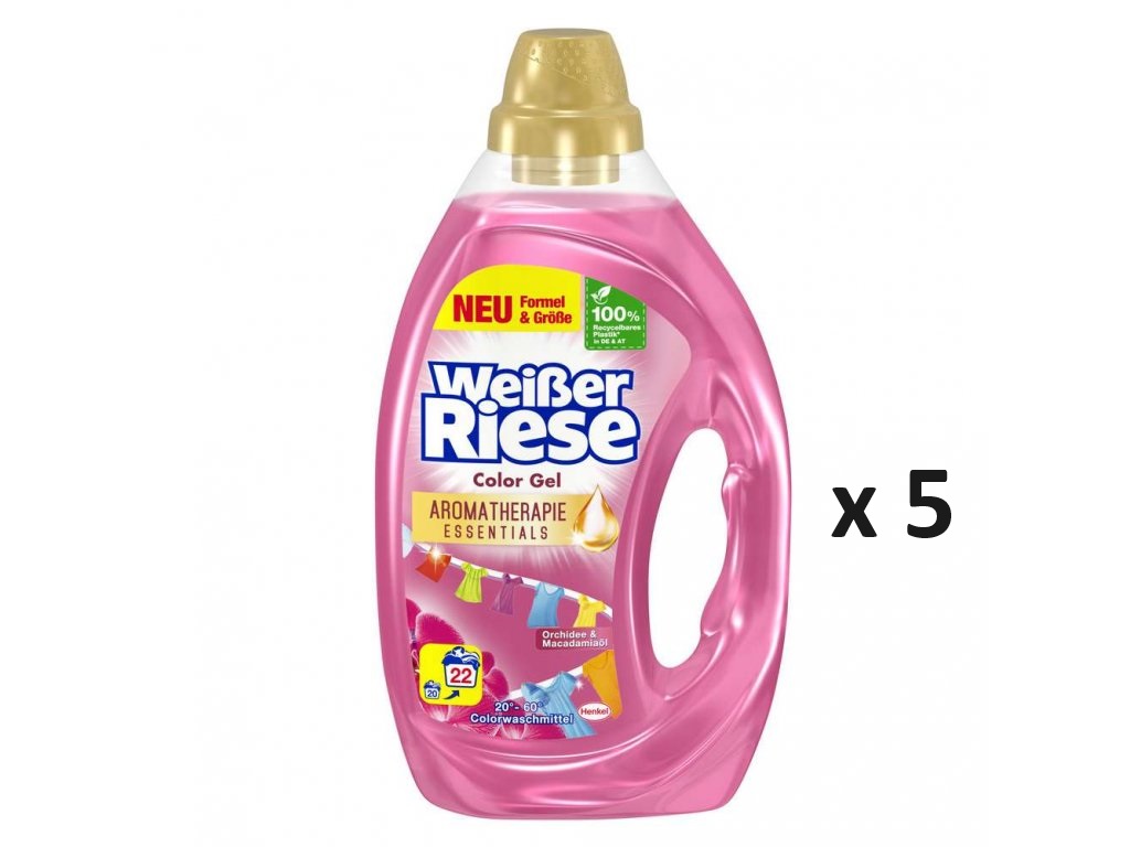 Weisser Riese Color prací gel s vůní orchideje a makadamového oleje 5x22 dávek-VÝHODNÉ BALENÍ - originál z Německa