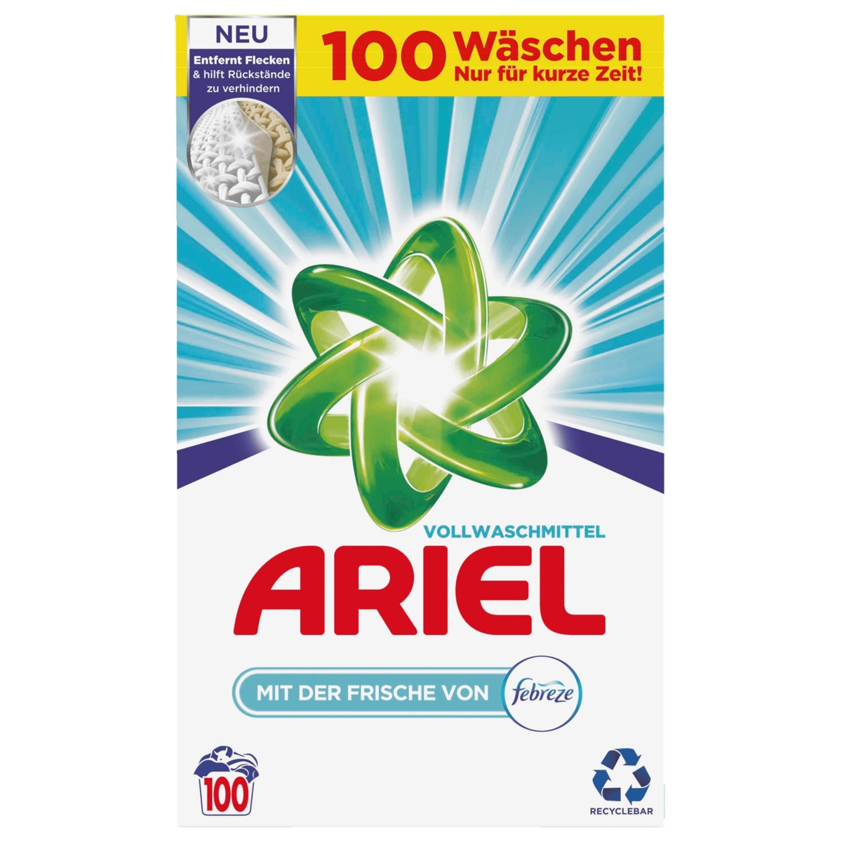 Ariel prací prášek Universal s vůní Febreze 100 dávek, 6 kg - profi Qualität