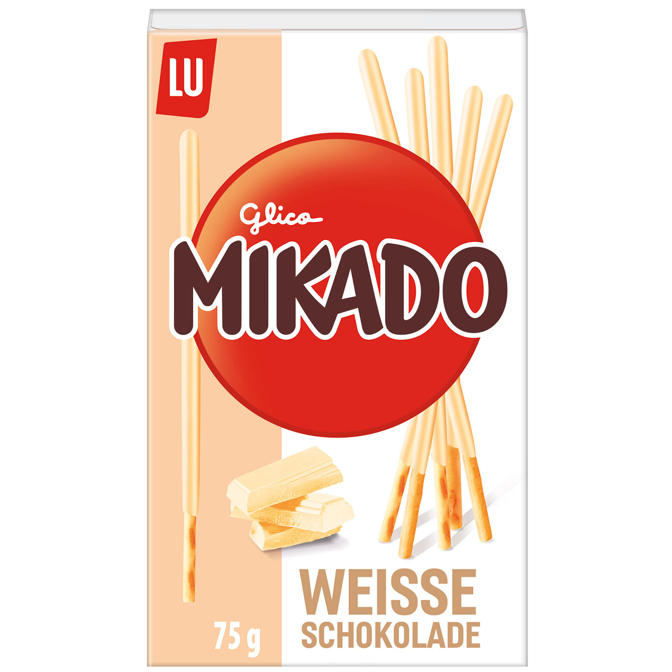 Mikado tyčinky sušenka a bílá čokoláda 75g