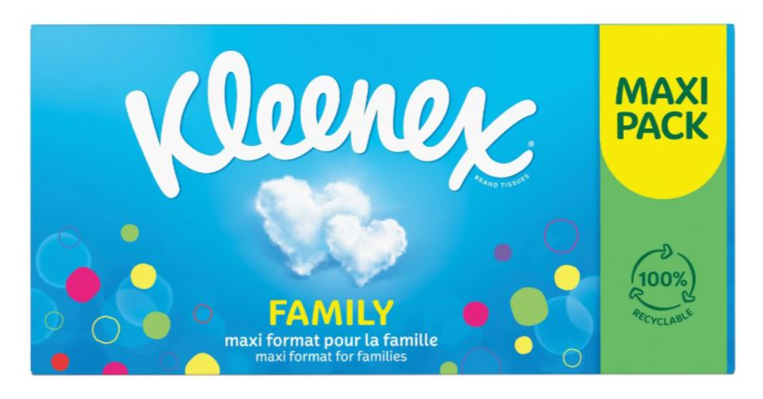 Kleenex Original Box Family papírové kapesníky v boxu 128 ks - originál z Německa