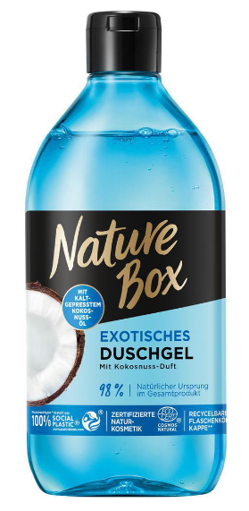 Nature Box hydratační sprchový gel s exotickou vůní kokosu 385ml