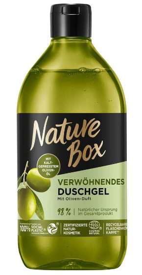 Nature Box pečující sprchový gel s exotickou vůní oliv 385ml