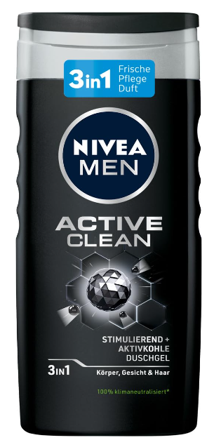 Nivea Men pečující sprchový gel s aktivním uhlím 3in1 pro muže 250 ml