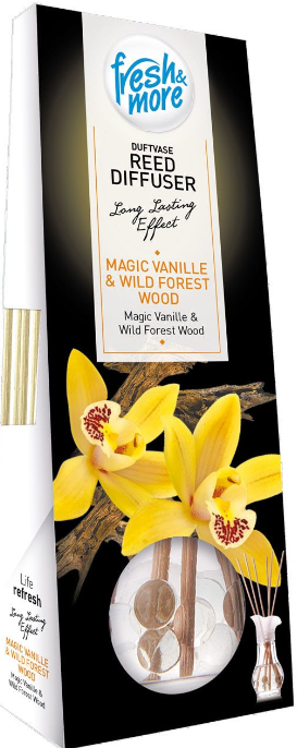 Fresh & More Osvěžovač vzduchu vonné tyčinky s vůní vanilky a dřeva 35 ml