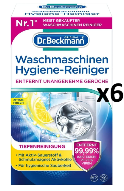 Dr. Beckmann Hygienický čistič pračky 6x250g-VÝHODNÉ BALENÍ - originál z Německa