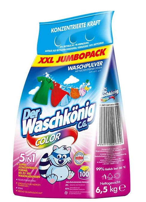 Waschkönig 5v1 Color XXL prášek na praní, 100 dávek 6,5 kg - vylepšené složení