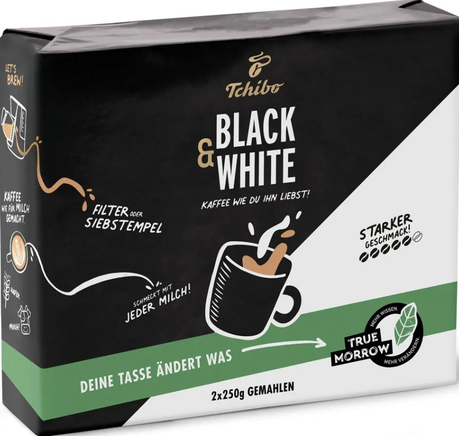 Tchibo BLACK & WHITE mletá káva 2x250g, 500g