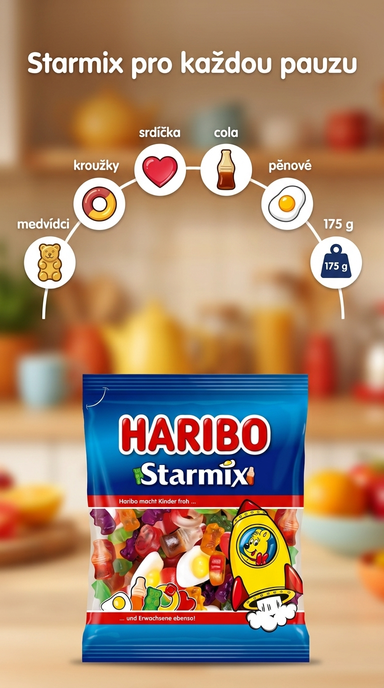 Haribo Starmix 175 g - mobilní infografika