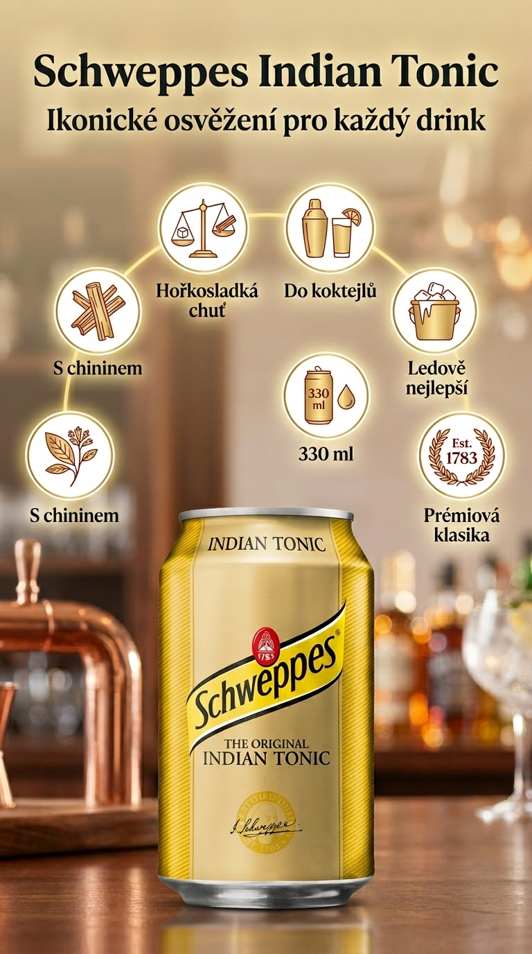 Schweppes Indian Tonic 330 ml - mobilní infografika