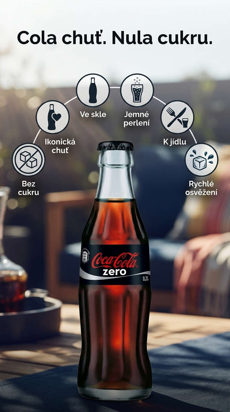 Coca Cola Zero limonáda ve skle 330 ml - mobilní infografika