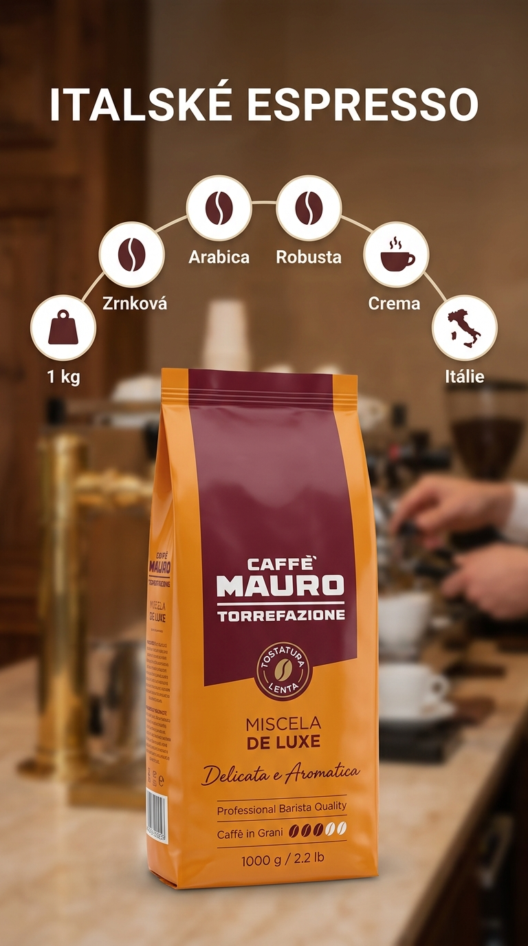 Caffè Mauro De Luxe - mobilní infografika