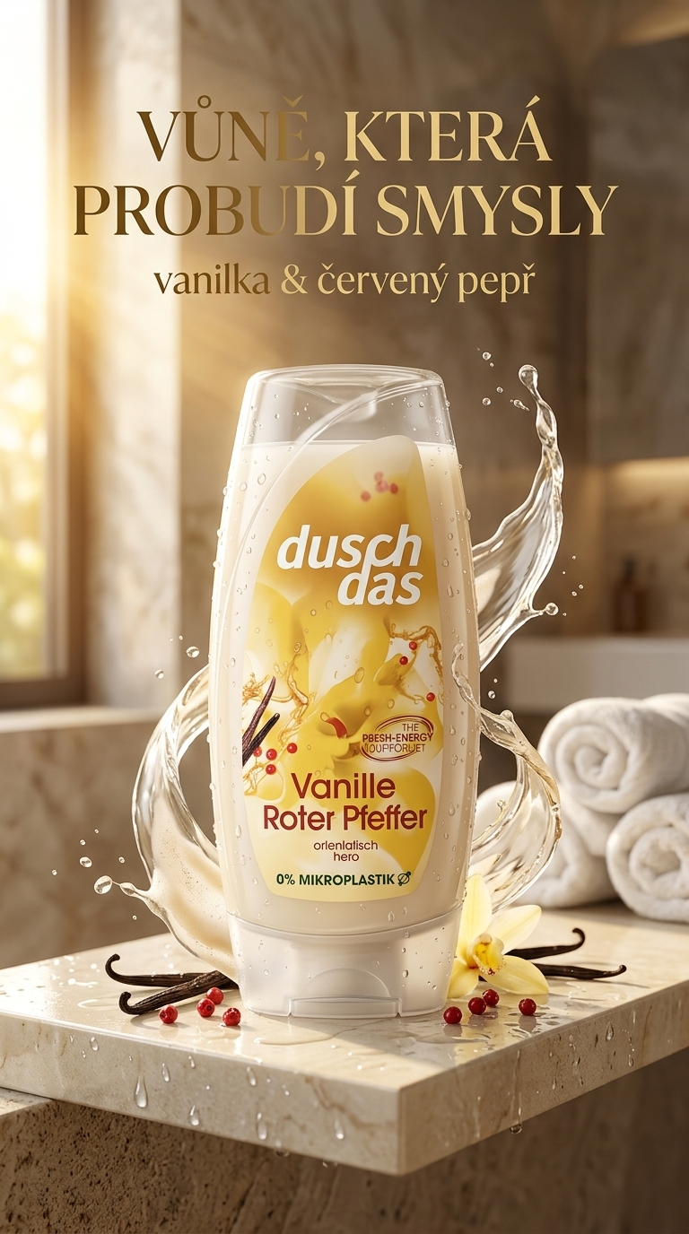 Duschdas sprchový gel s vůní vanilky a červeného pepře 225 ml - lifestyle poster