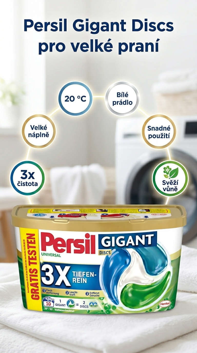 Persil Universal Gigant Discs 3x Tiefenrein 10 dávek 250 g - mobilní infografika