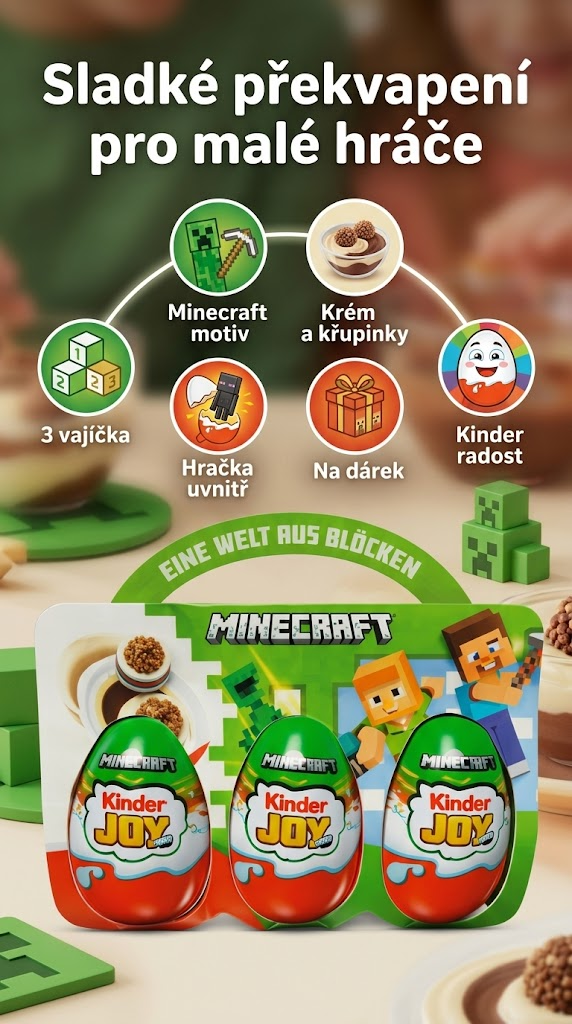Kinder Joy Minecraft překvapení - mobilní infografika