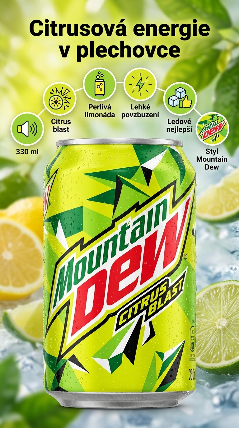 Mountain Dew Citrus Blast limonáda 330 ml - mobilní infografika