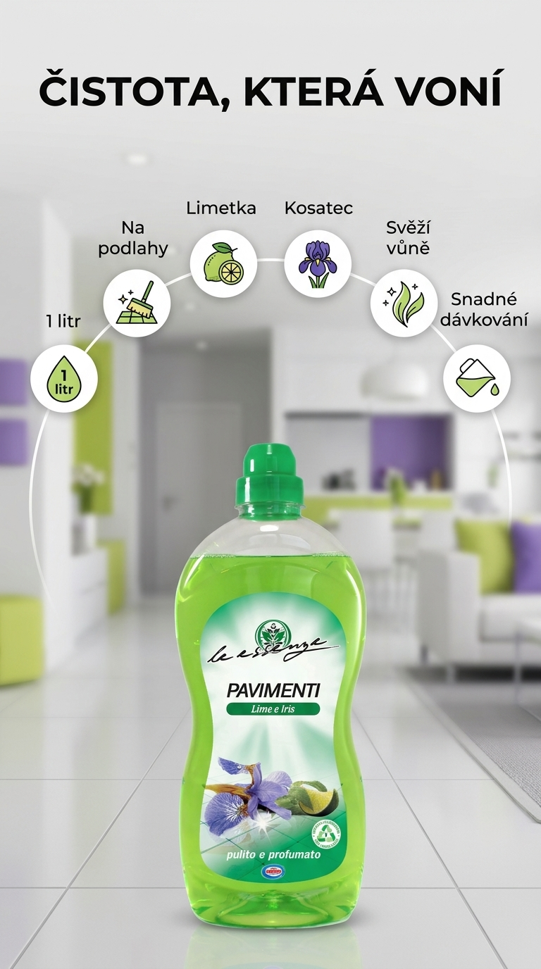 Dilly Le Essenze čistič na podlahy Lime e Iris 1 l – mobilní přehled