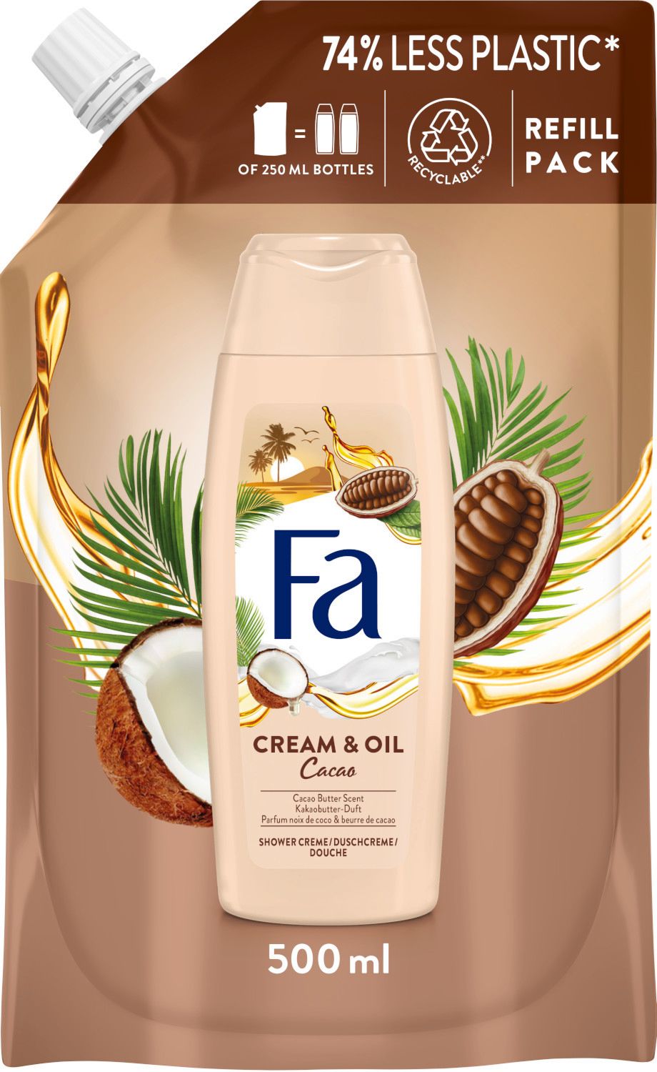 Fa Men Cream & Oil sprchový gel, náhradní náplň 500 ml - originál z Německa