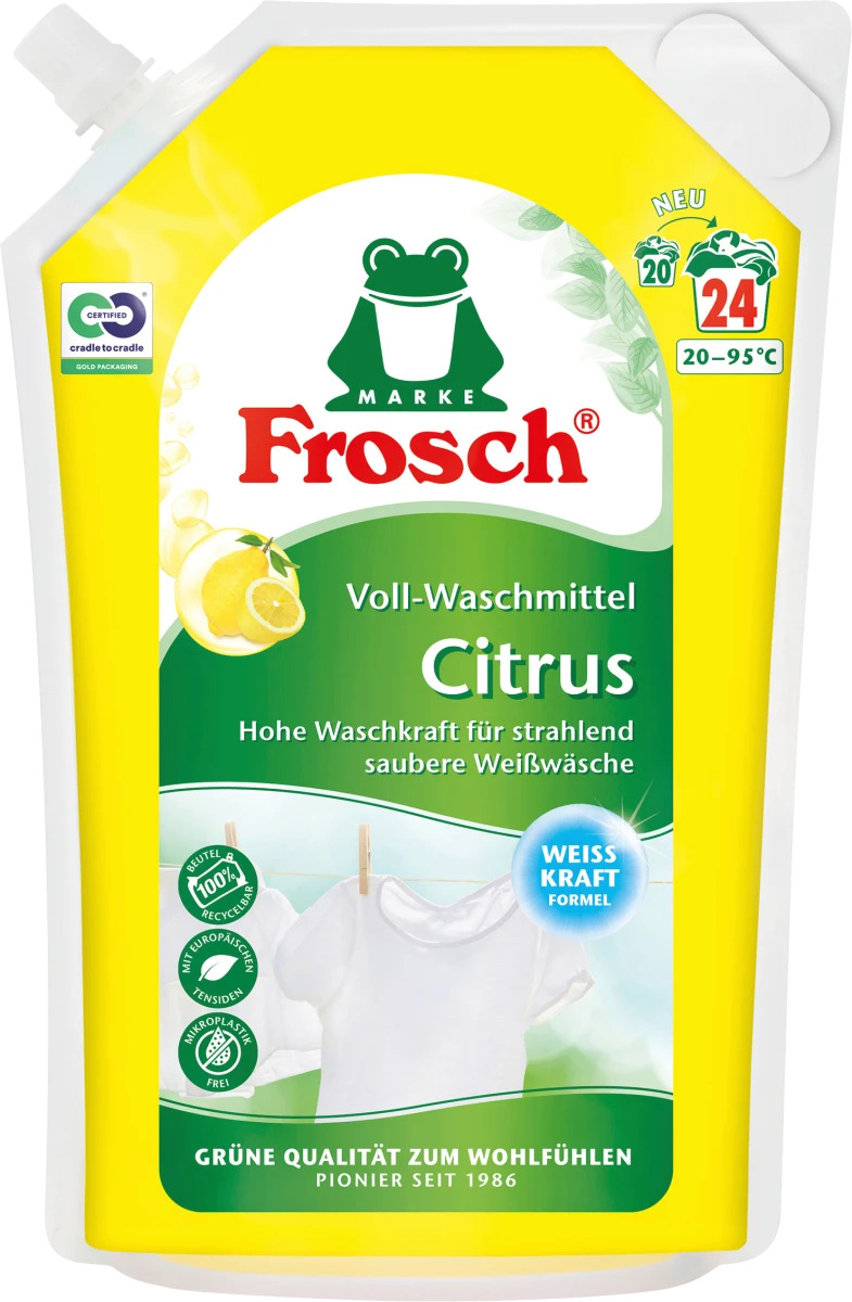 Frosch prací gel na bílé prádlo se silou citrusů 1,8 l, 24 dávek - originál z Německa
