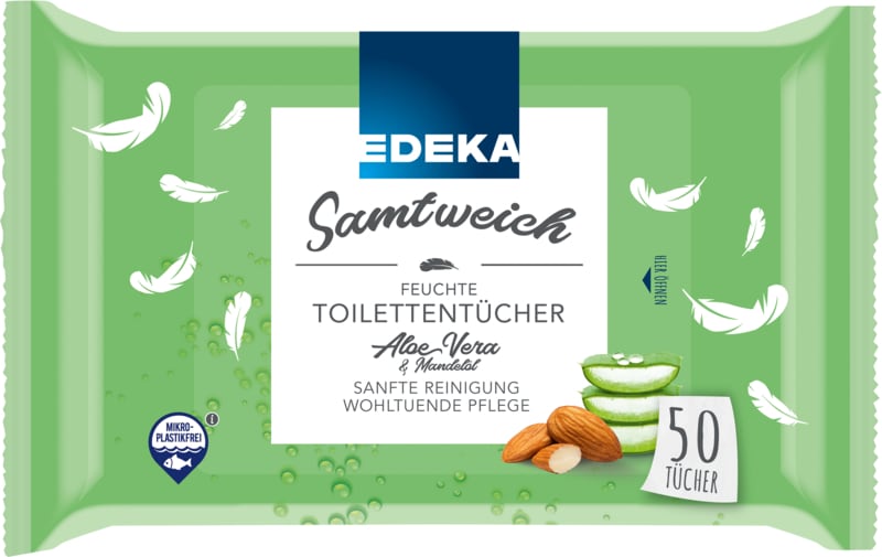 Edeka Premium vlhčený toaletní papír s aloe vera a mandlovým olejem 50ks - originál z Německa