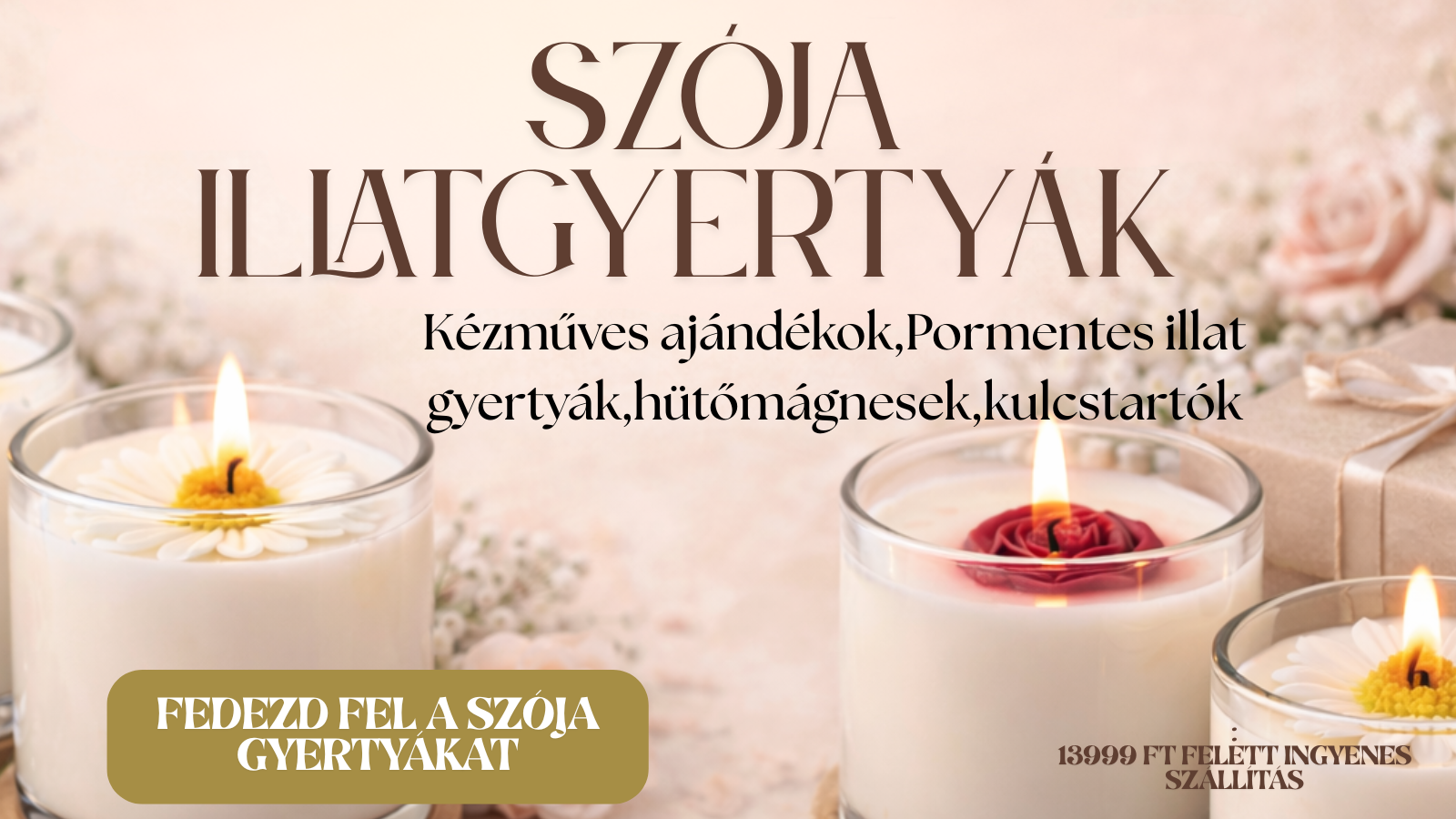 Vegán,Fa kanócos,pamut kanócos szója gyertyák,és ajándékok
