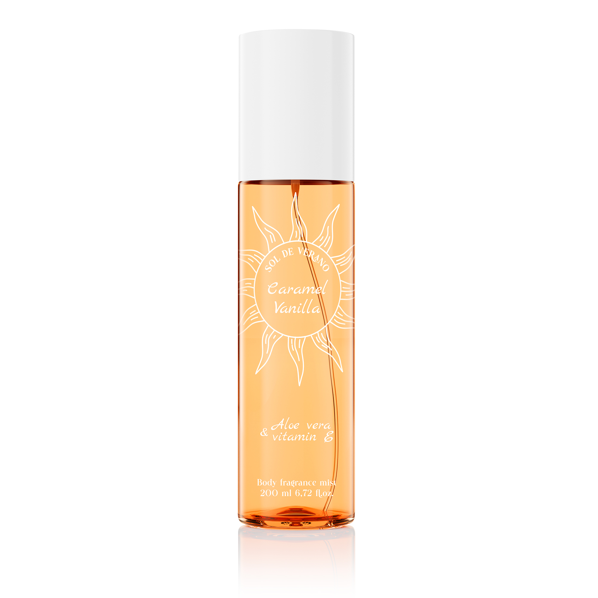 Sol de Verano Caramel Vanilla Body Mist Parfumovaný sprej na telo a vlasy s aloe vera a vitamínom E pre ženy 200ml