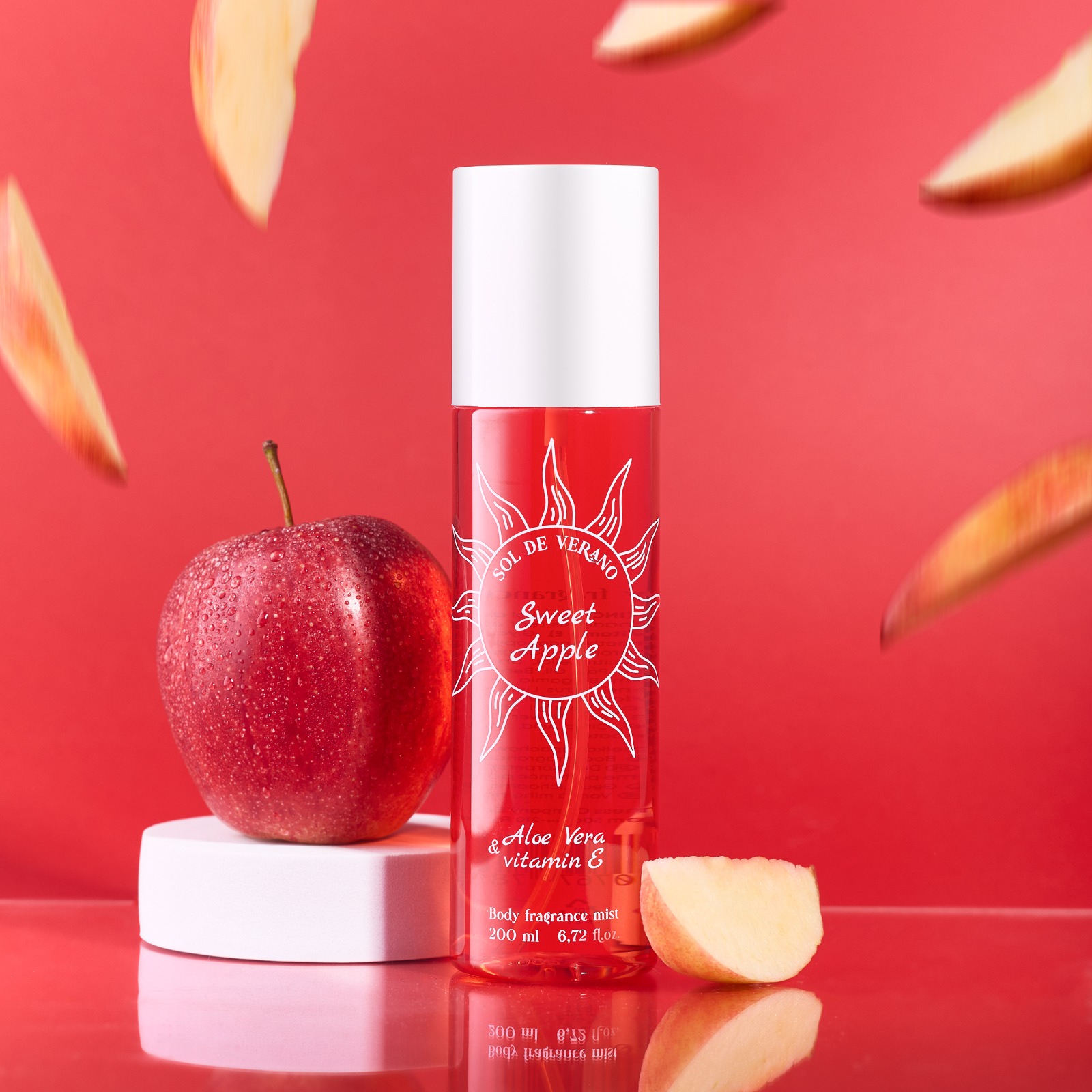 Sol de Verano Sweet Apple Body Mist Parfumovaný sprej na telo a vlasy s aloe vera a vitamínom E pre ženy 200ml