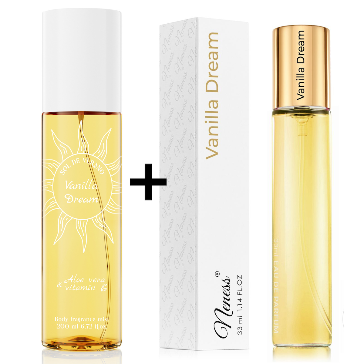 Neness Vanilla Dream výhodná sada telový sprej + parfumovaná voda pre ženy 200ml + 33ml