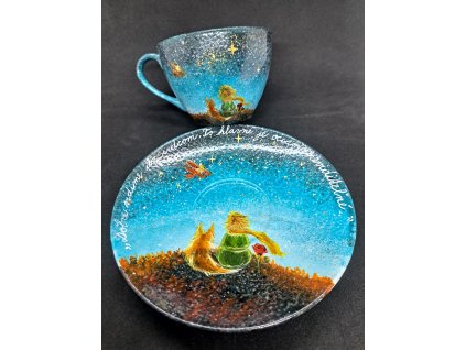 Maľovaná šálka - Malý princ s lietadlom.