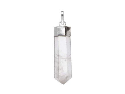 silver plated quartz point pendant 2