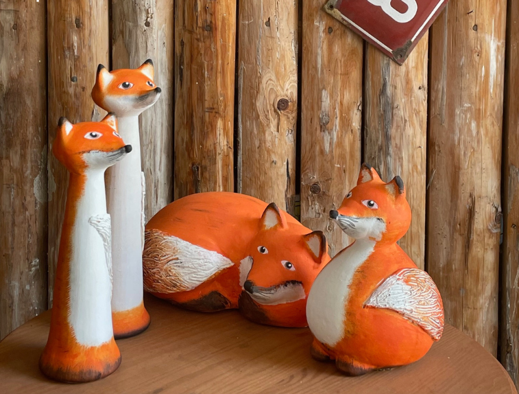 Keramické lišky dekorace