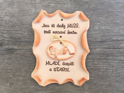 keramicka darkova cedulka tri druhy muzu vtipny napis