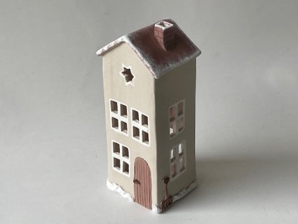 Domeček na svíčku - béžový s lopatkou - velký