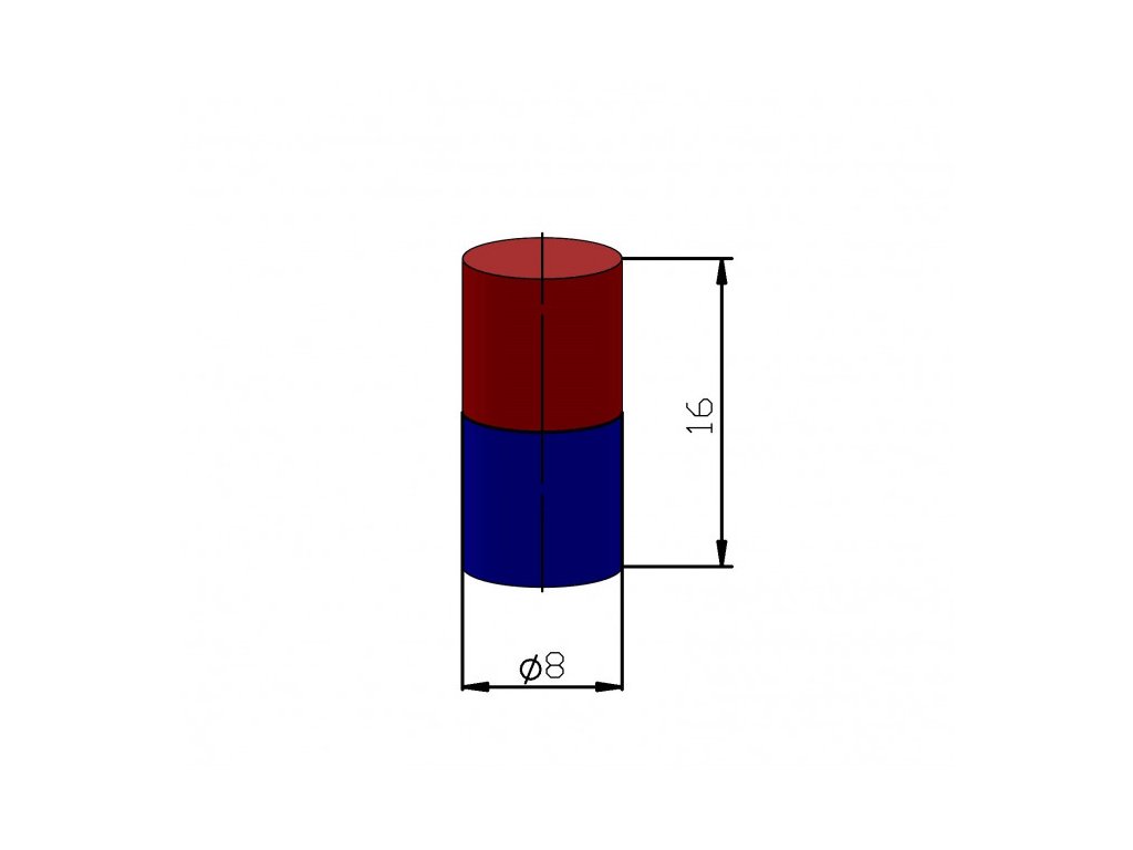 Neodymový magnet válec pr. 8x16 Z 80 °C, VMM2