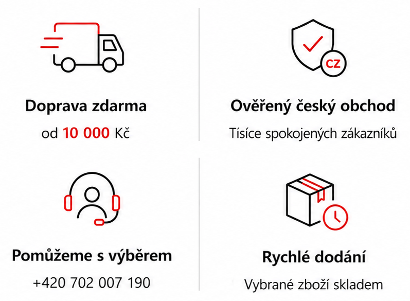 Konkurenční výhody obchodu NEONABYTEK – doprava zdarma, ověřený český obchod, pomoc s výběrem a rychlé dodání.