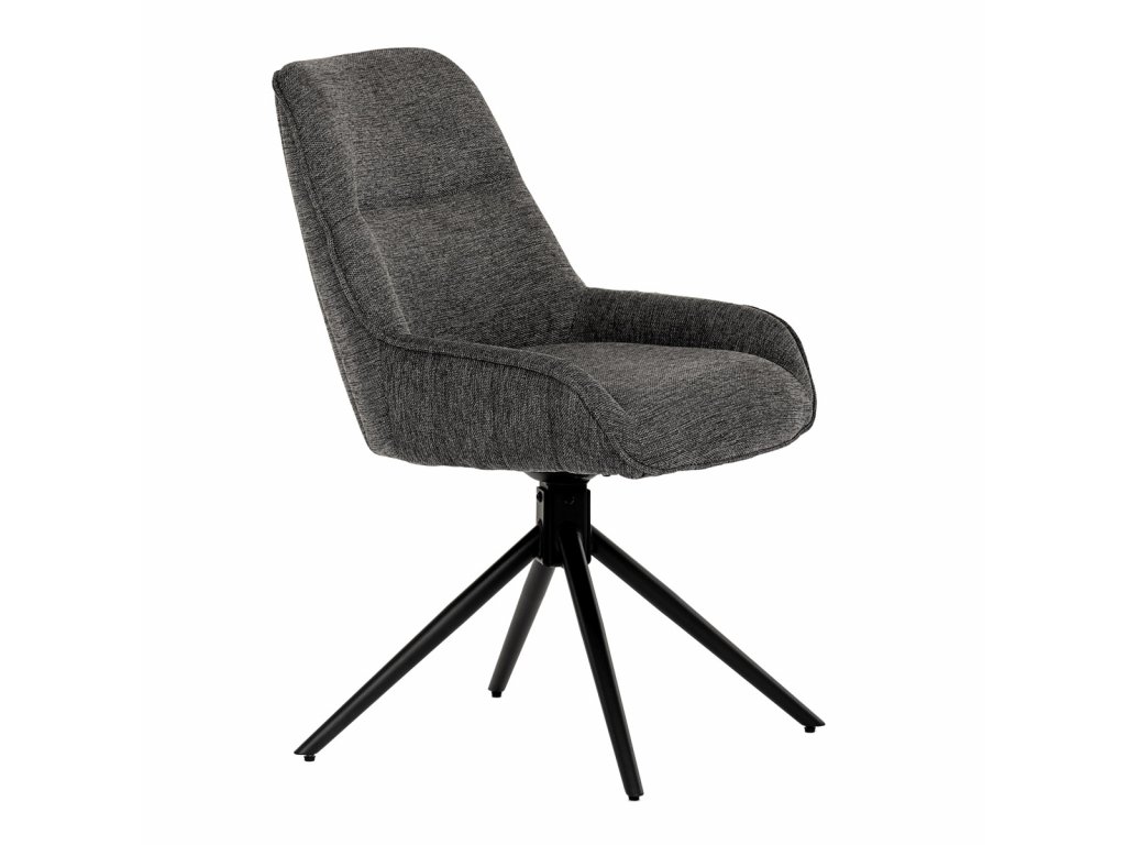 Židle jídelní a konferenční, tmavě šedá látka, černé kovové nohy, otočná  P90°+ L 90° s vratným mechanismem - funkce res - Neonabytek.cz